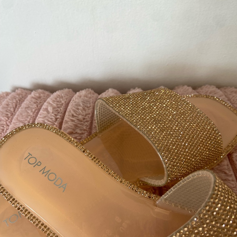 Top Moda Women's Gold Slide Sandals